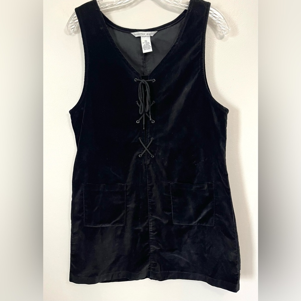 Vintage Y2K Jonathan Martin Black Cotton Velvet Sleeveless Dress 11/12 (Fit Med)